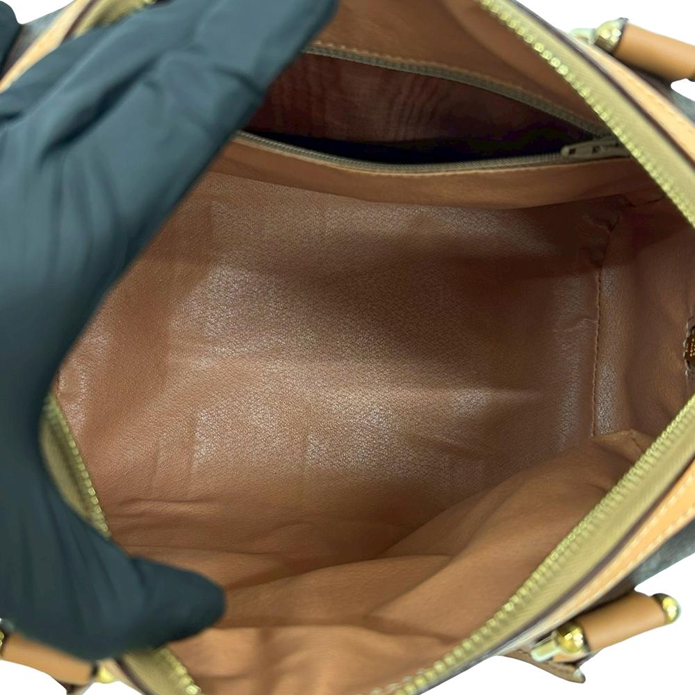 Celine B Celine Brown Coated Canvas Fabric Macadam Satchel France