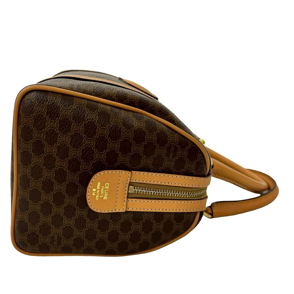 Celine B Celine Brown Coated Canvas Fabric Macadam Satchel France