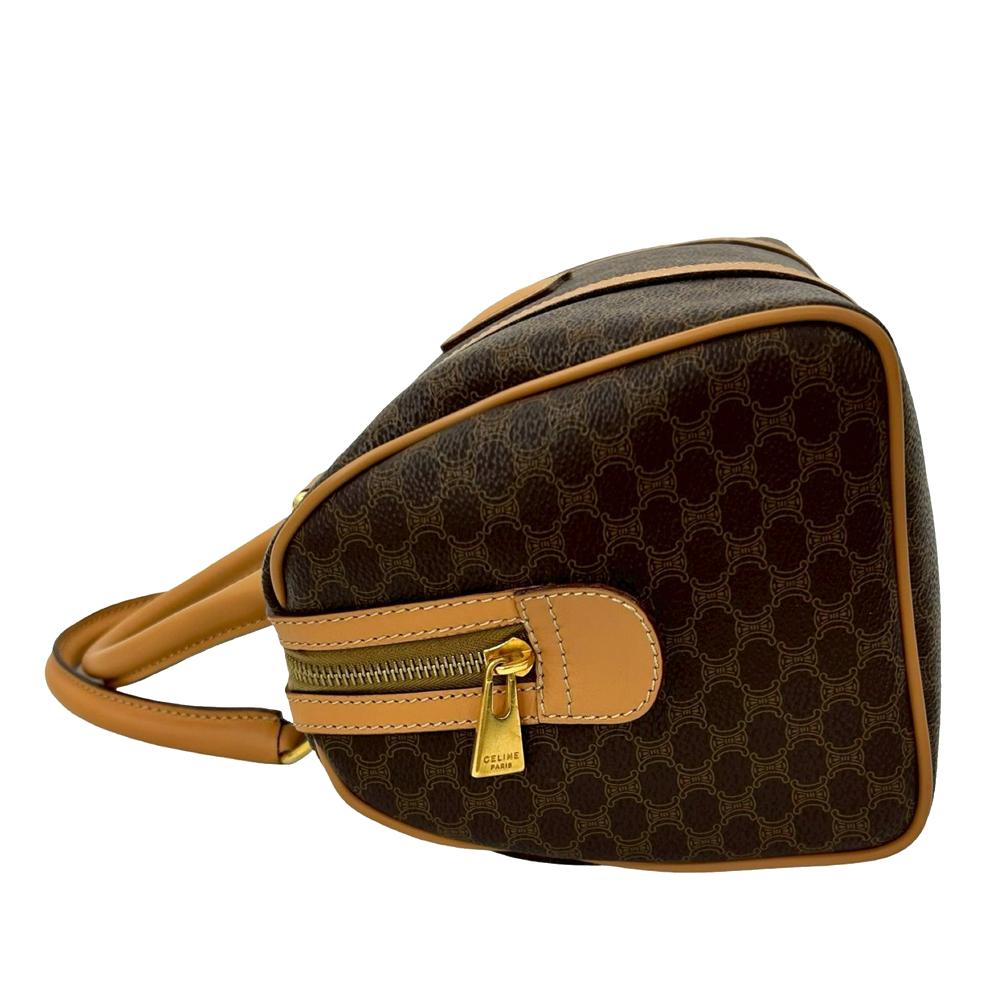 Celine B Celine Brown Coated Canvas Fabric Macadam Satchel France