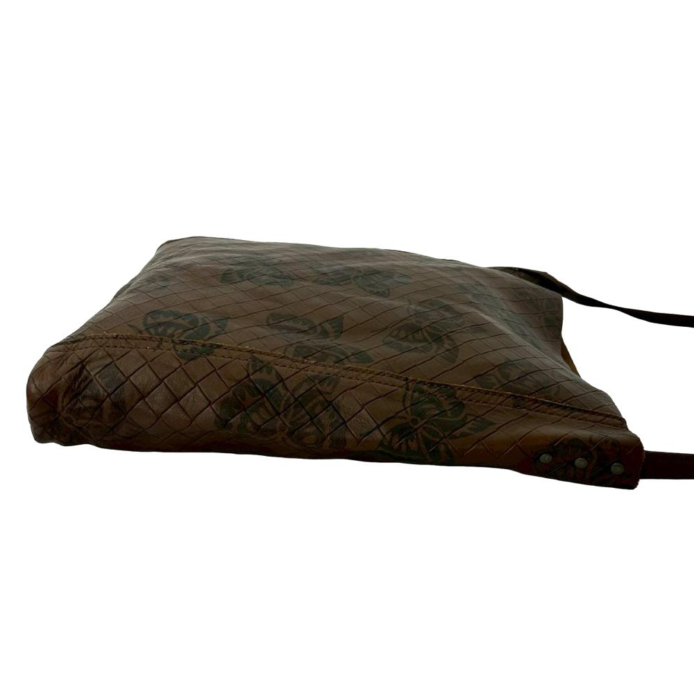 Bottega Veneta AB Bottega Veneta Brown Calf Leather Intrecciomirage Butterfly Crossbody Italy