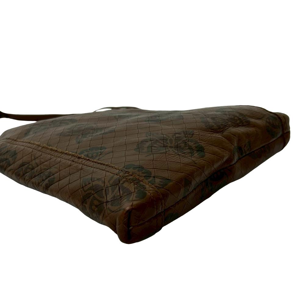 Bottega Veneta AB Bottega Veneta Brown Calf Leather Intrecciomirage Butterfly Crossbody Italy