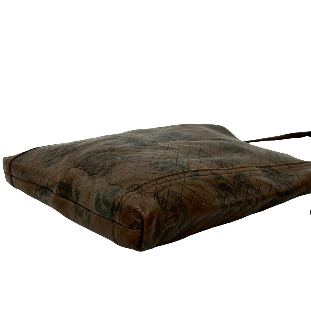 Bottega Veneta AB Bottega Veneta Brown Calf Leather Intrecciomirage Butterfly Crossbody Italy