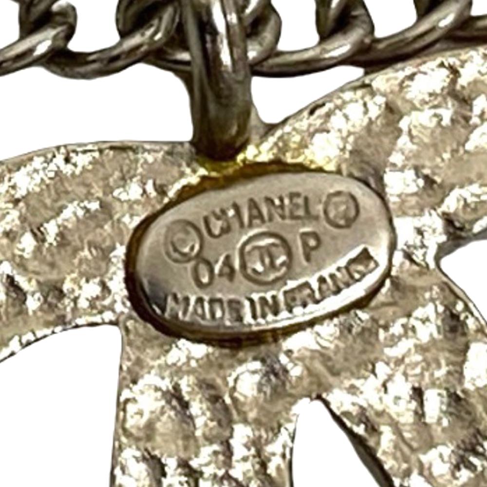 Chanel AB Chanel Silver with Red Silver Plated Metal CC Enamel Pendant Necklace France