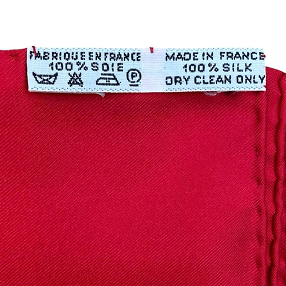 Hermès AB Hermès Red with White Silk Fabric Poste et Cavalerie Scarf 90 France