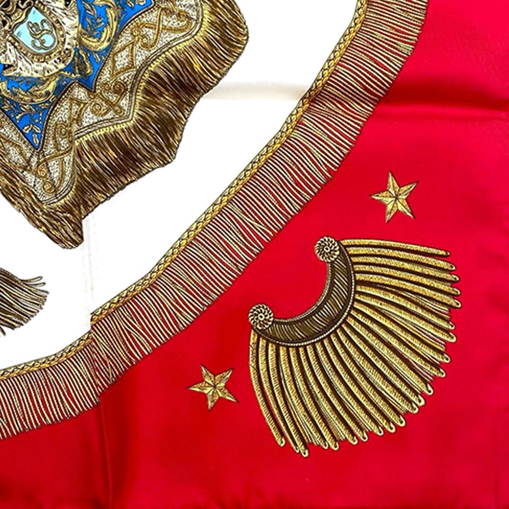 Hermès AB Hermès Red with White Silk Fabric Poste et Cavalerie Scarf 90 France