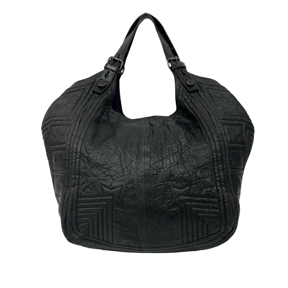 Givenchy AB Givenchy Black Lambskin Leather Leather Crinkled Lambskin Padded Stitch Sacca Hobo France