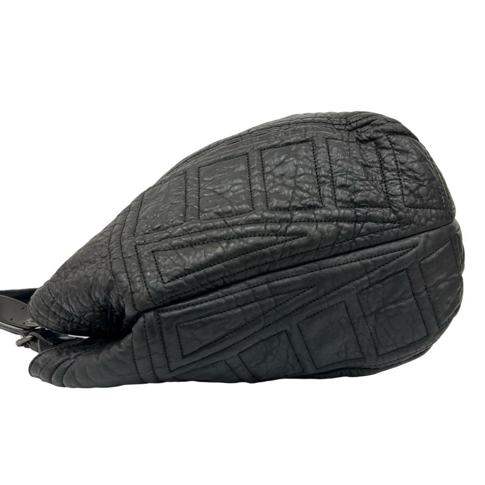 Givenchy AB Givenchy Black Lambskin Leather Leather Crinkled Lambskin Padded Stitch Sacca Hobo France