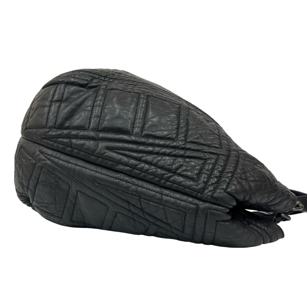 Givenchy AB Givenchy Black Lambskin Leather Leather Crinkled Lambskin Padded Stitch Sacca Hobo France