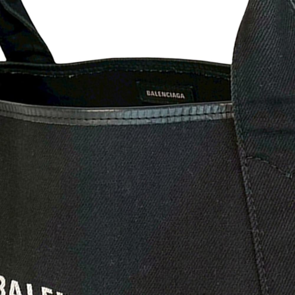 Balenciaga B Balenciaga Black Canvas Fabric Navy Cabas Tote S Italy