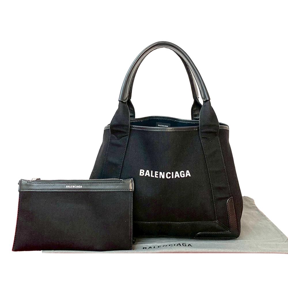 Balenciaga B Balenciaga Black Canvas Fabric Navy Cabas Tote S Italy