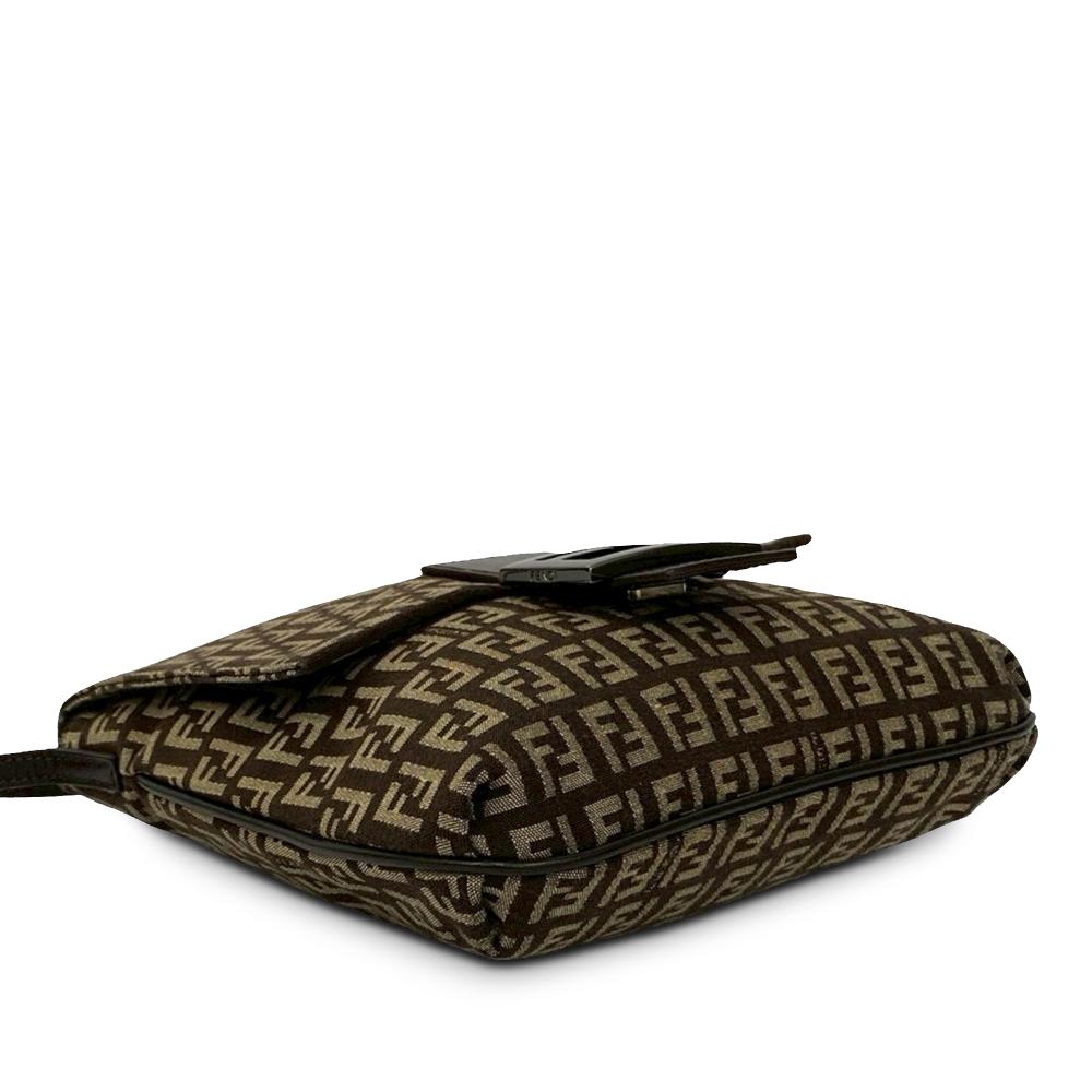 Fendi AB Fendi Brown Canvas Fabric Zucchino Crossbody Italy