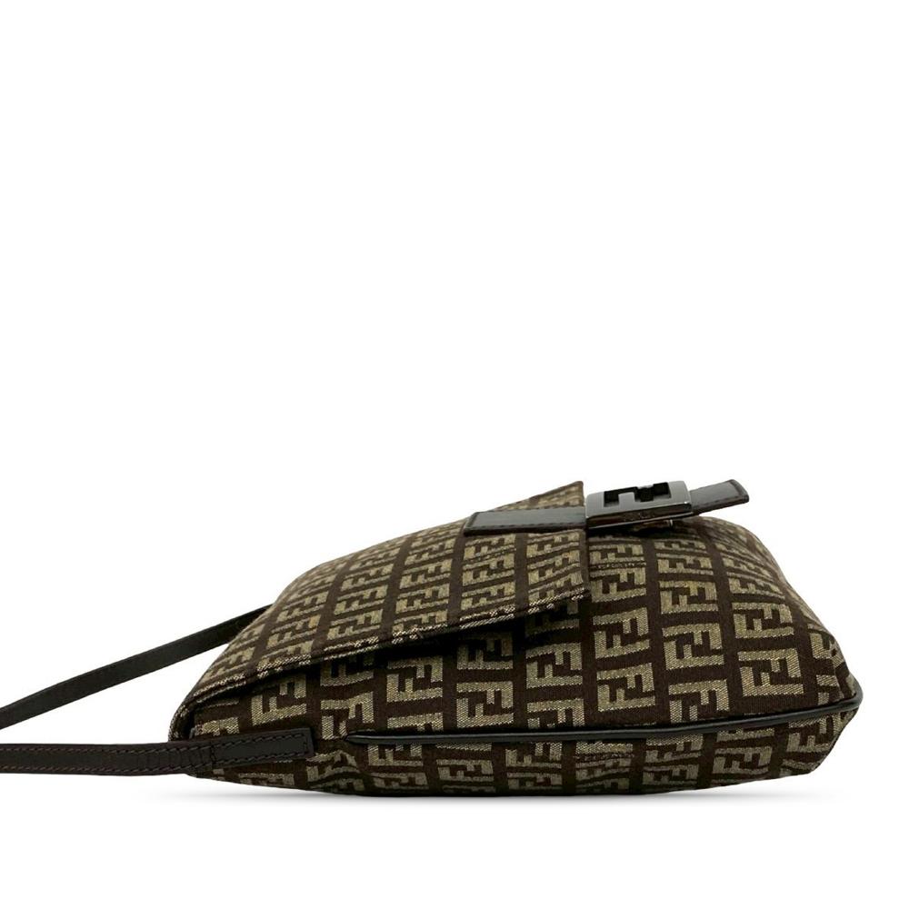 Fendi AB Fendi Brown Canvas Fabric Zucchino Crossbody Italy