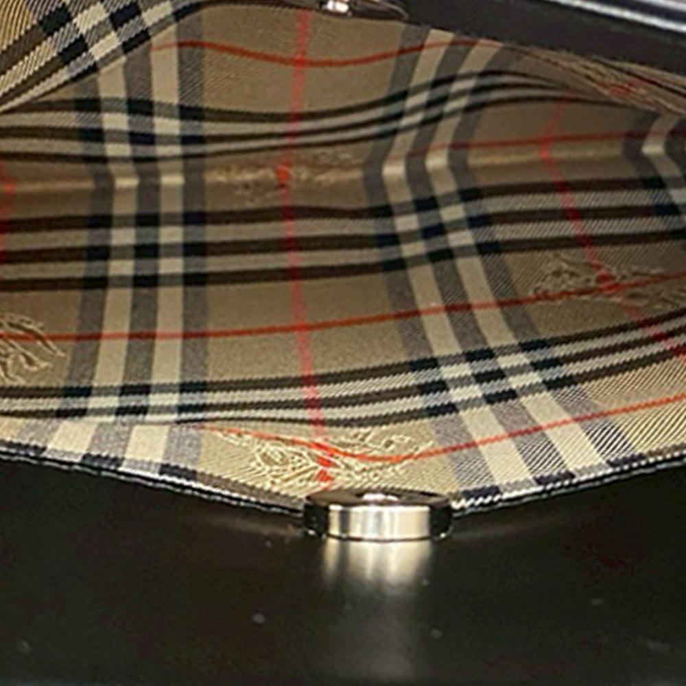 Burberry AB Burberry Black Calf Leather House Check Trimmed Handbag United Kingdom