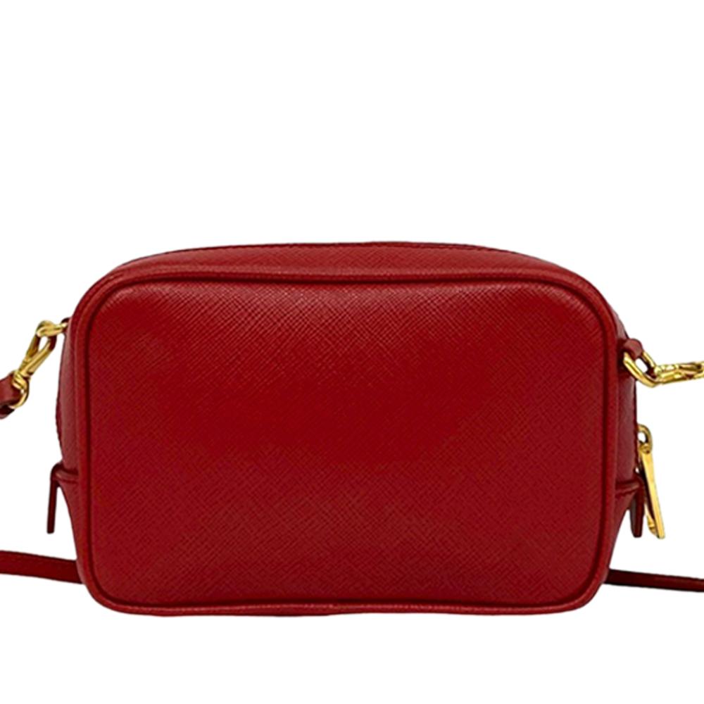 Prada AB Prada Red Saffiano Leather Mini Camera Bag Italy