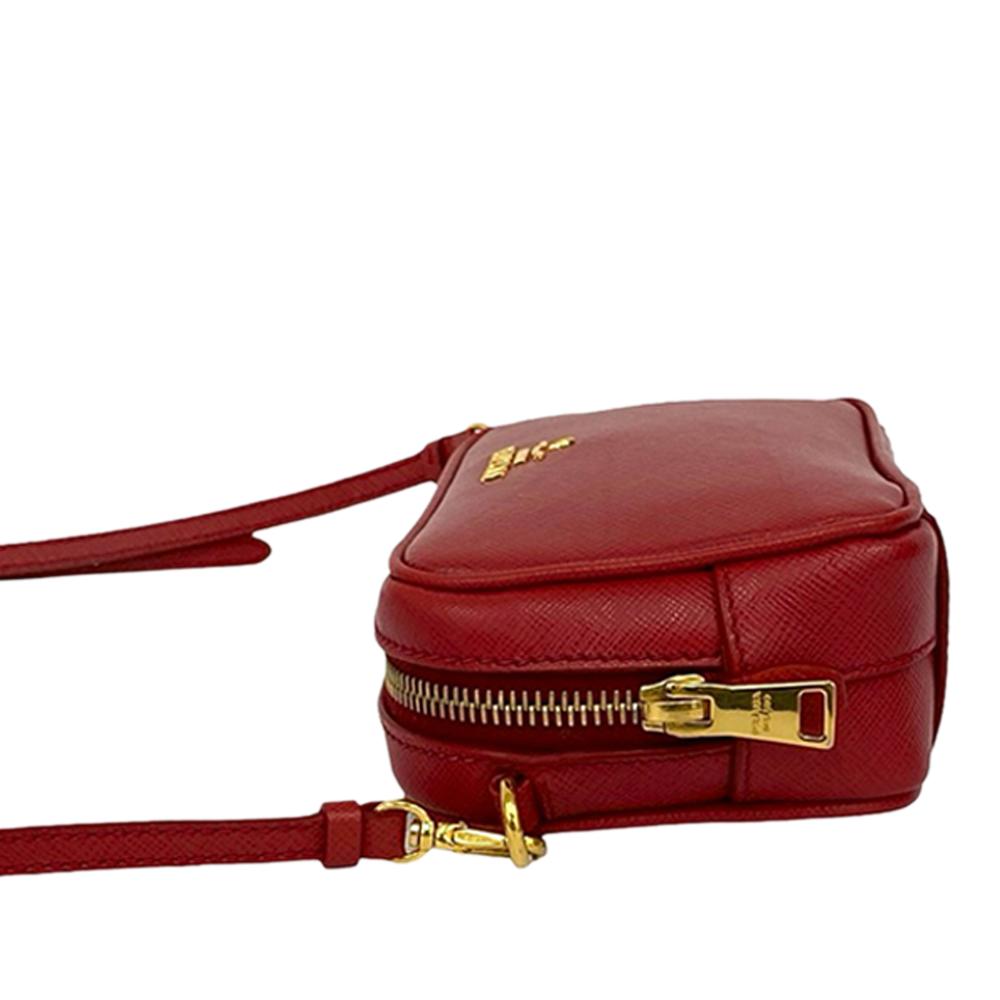 Prada AB Prada Red Saffiano Leather Mini Camera Bag Italy