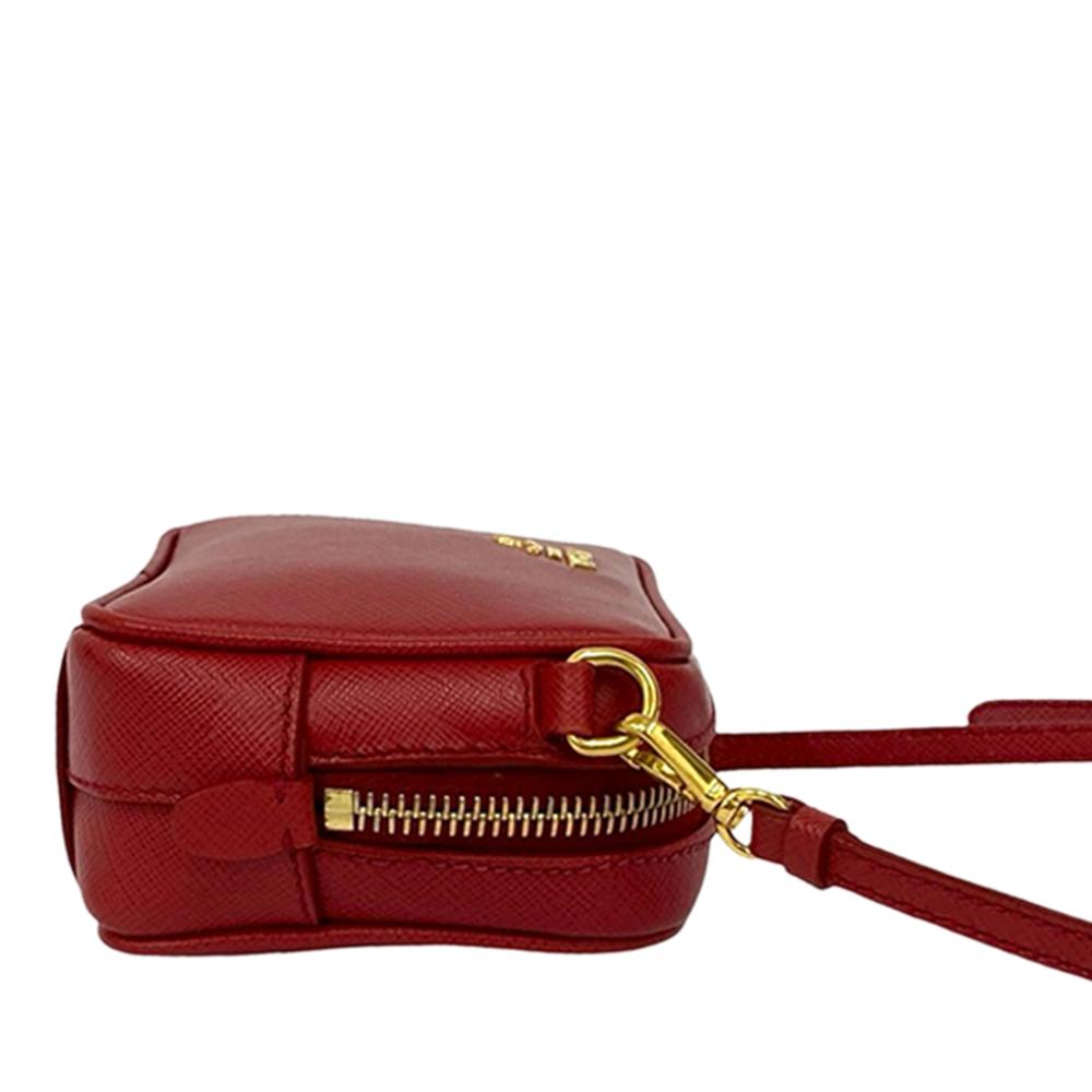 Prada AB Prada Red Saffiano Leather Mini Camera Bag Italy