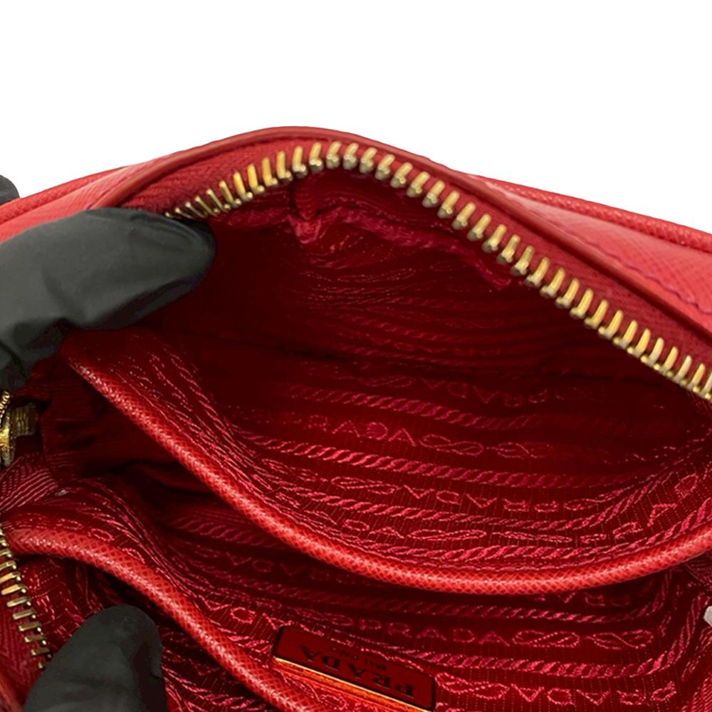 Prada AB Prada Red Saffiano Leather Mini Camera Bag Italy