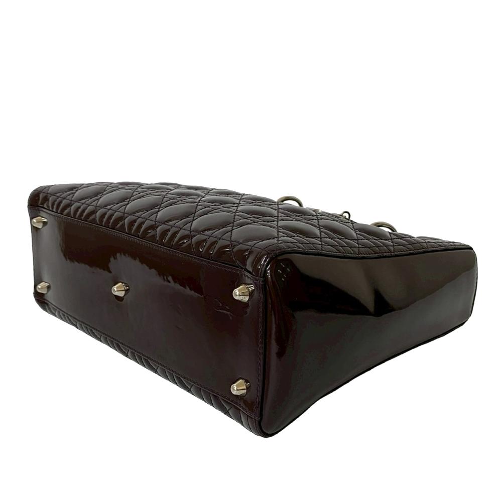Christian Dior AB Dior Brown Dark Brown Patent Leather Leather Large Patent Cannage Lady Dior France