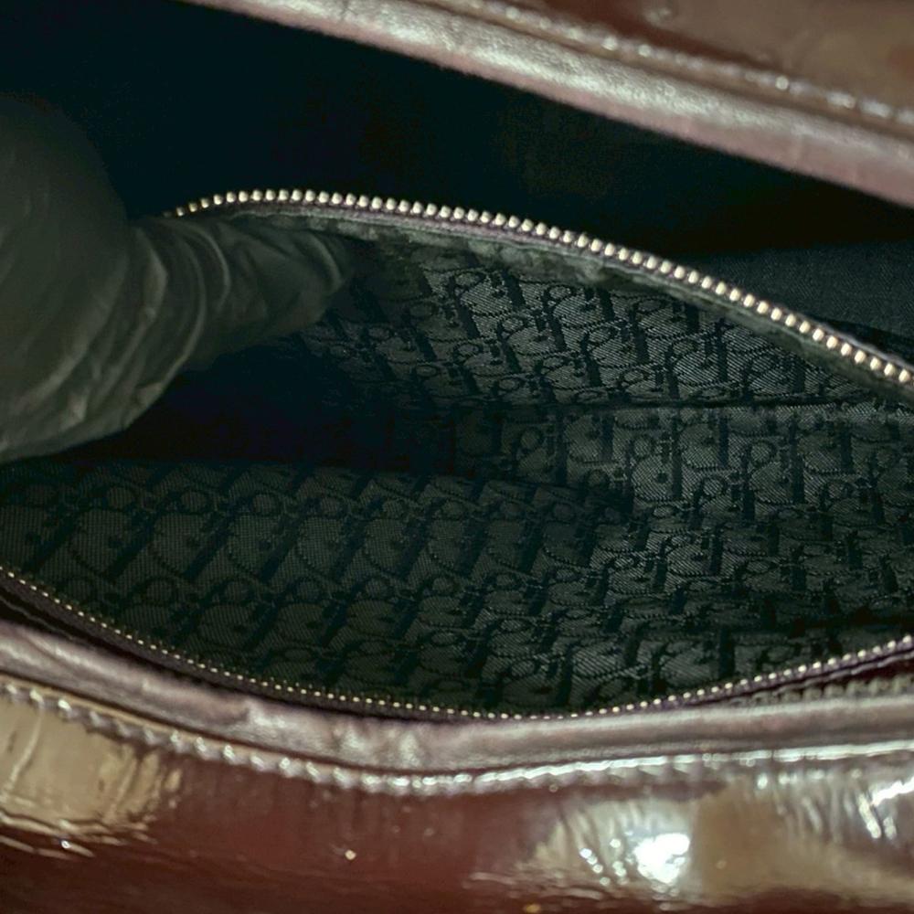 Christian Dior AB Dior Brown Dark Brown Patent Leather Leather Large Patent Cannage Lady Dior France