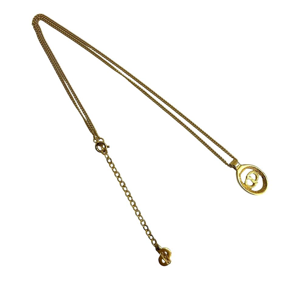 Christian Dior AB Dior Gold Gold Plated Metal CD Logo Pendant Necklace France