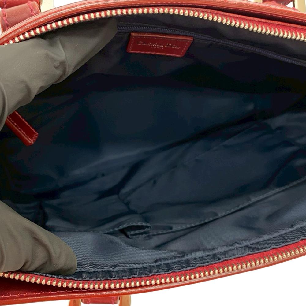 Christian Dior AB Dior Blue Navy with Red Dark Red Canvas Fabric Diorissimo Trotter Zip Tote France