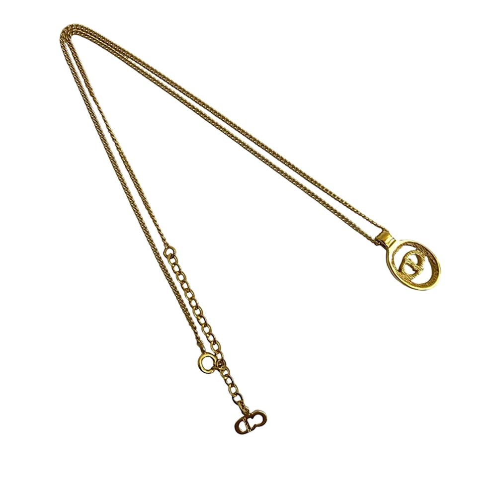 Christian Dior AB Dior Gold Gold Plated Metal CD Logo Pendant Necklace France