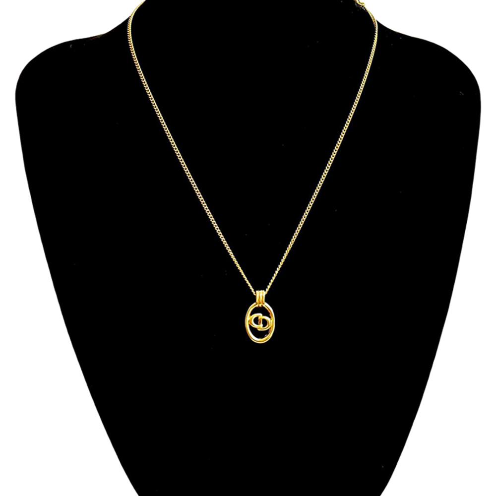 Christian Dior AB Dior Gold Gold Plated Metal CD Logo Pendant Necklace France