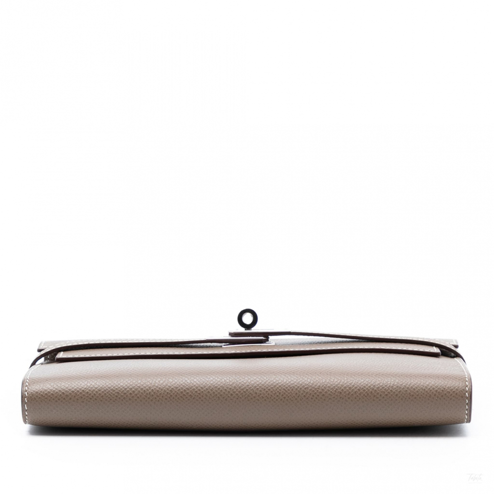 Hermès Kelly Epsom Leather Long Wallet Etoupe