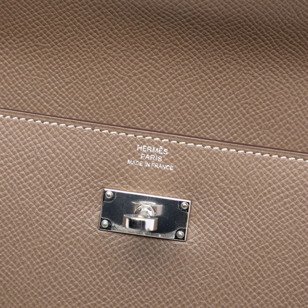 Hermès Kelly Epsom Leather Long Wallet Etoupe