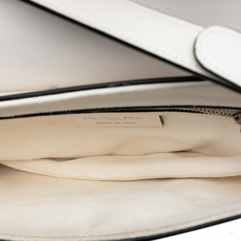 Christian Dior Saddle Smooth Calfskin Leather No Strap Handbag White