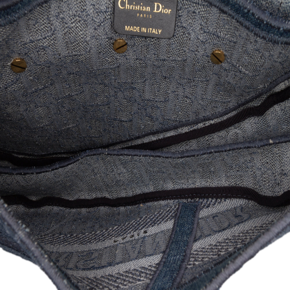 Christian Dior Saddle Denim Shoulder Bag Blue