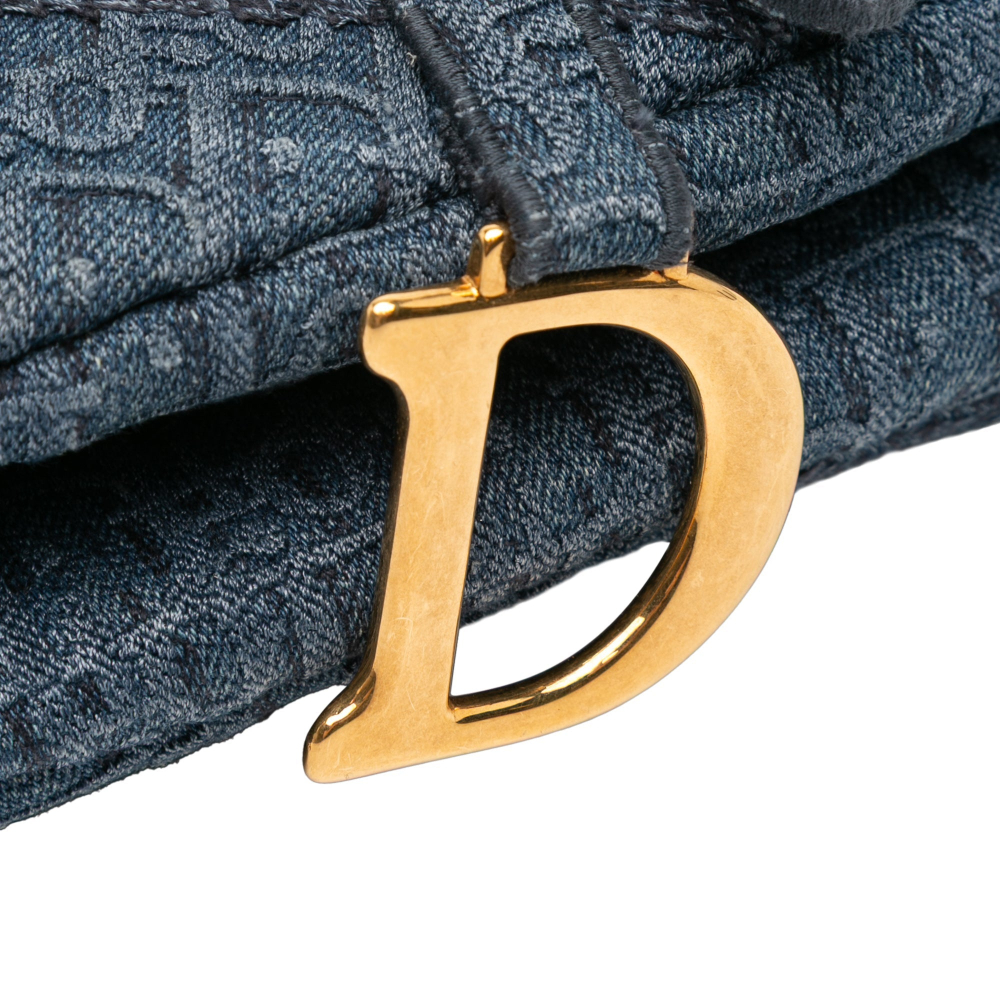 Christian Dior Saddle Denim Shoulder Bag Blue