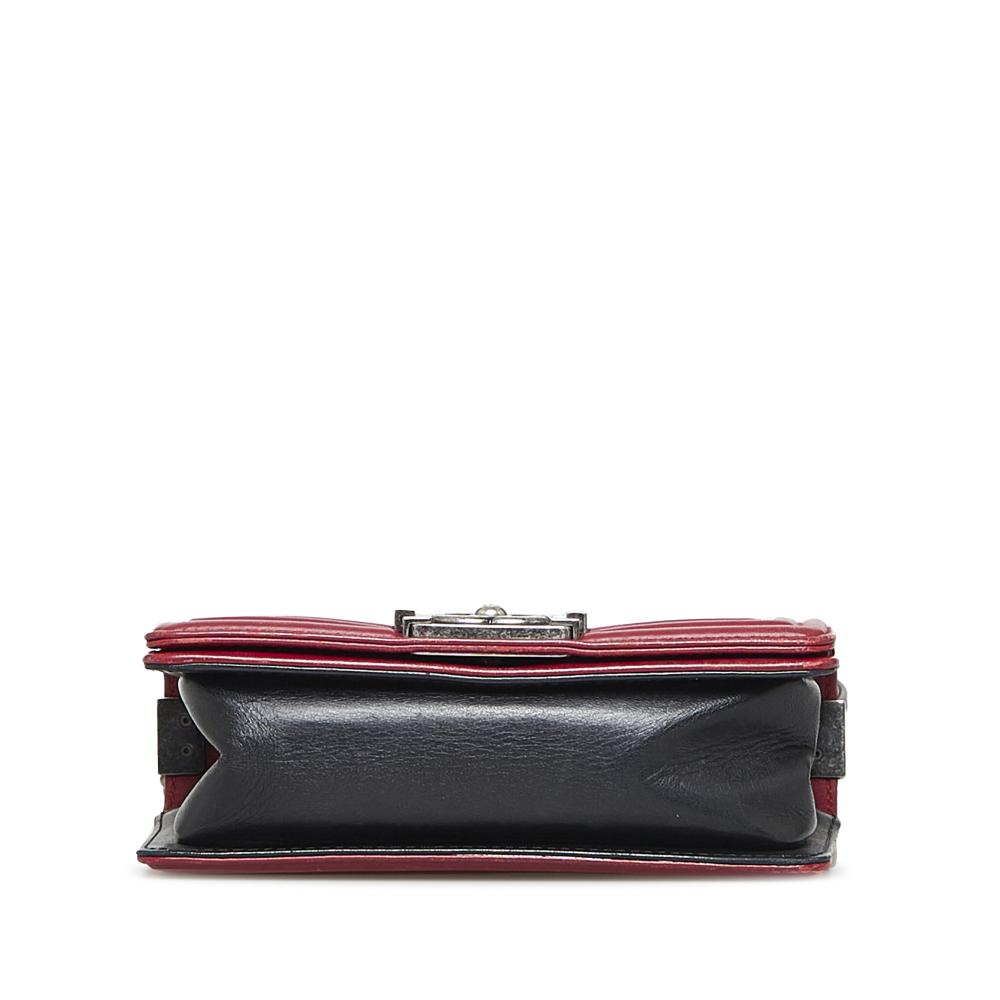 Chanel B Chanel Black with Red Calf Leather Small Bicolor Boy France