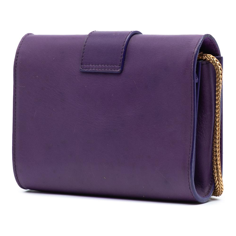 Saint Laurent B Saint Laurent Purple Dark Purple Calf Leather Mini Chyc Ligne Crossbody Italy