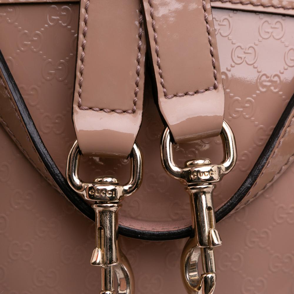 Gucci B Gucci Brown Beige Patent Leather Leather Large Microguccissima Patent Nice Dome Satchel Italy