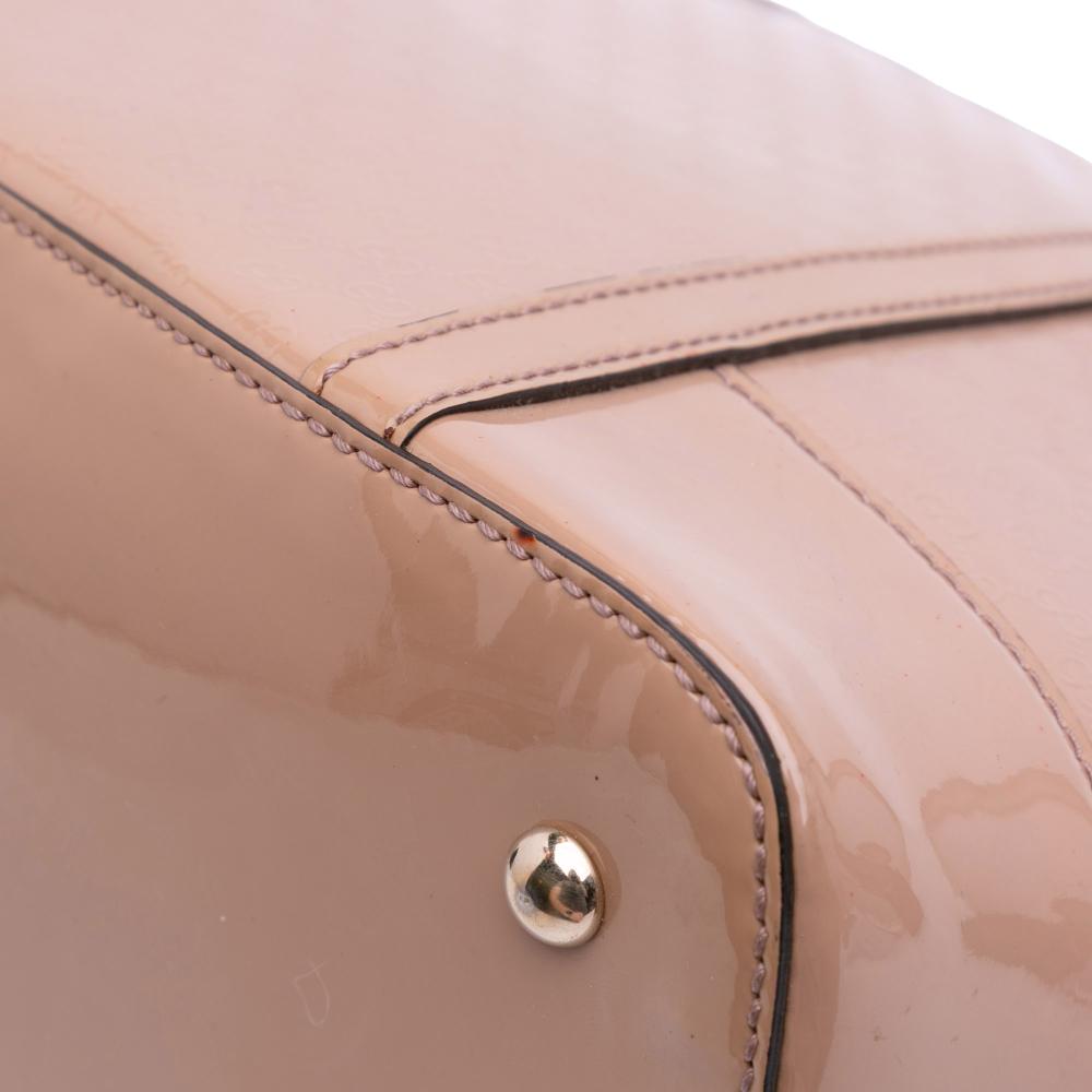 Gucci B Gucci Brown Beige Patent Leather Leather Large Microguccissima Patent Nice Dome Satchel Italy