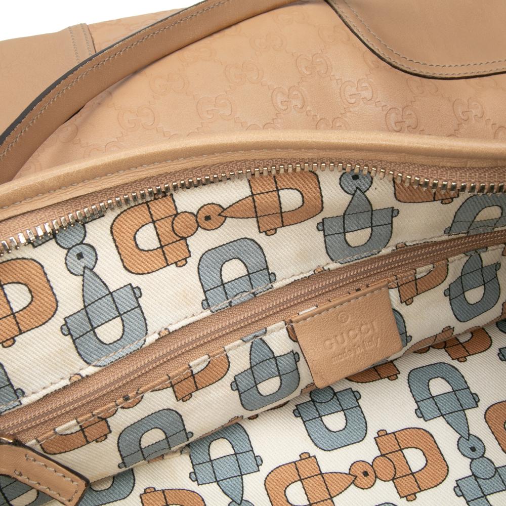 Gucci B Gucci Brown Light Brown Calf Leather Guccissima Princy Satchel Italy