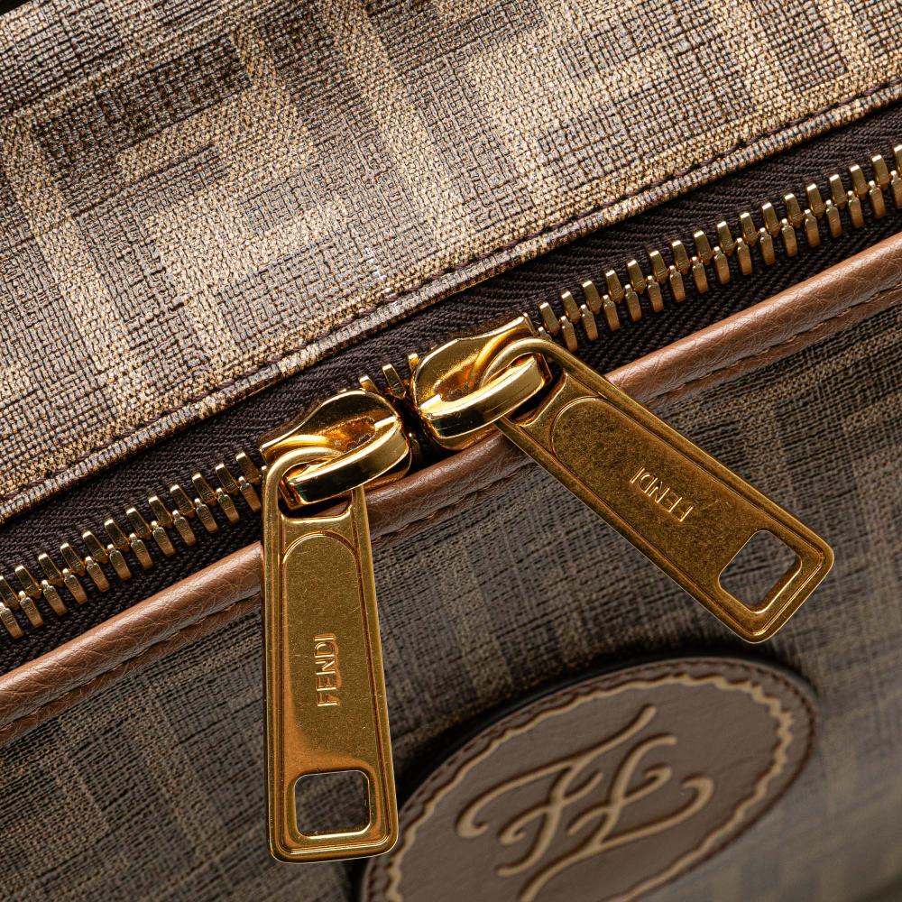 Fendi B Fendi Brown Coated Canvas Fabric Zucca Karligraphy Travel Bag Italy
