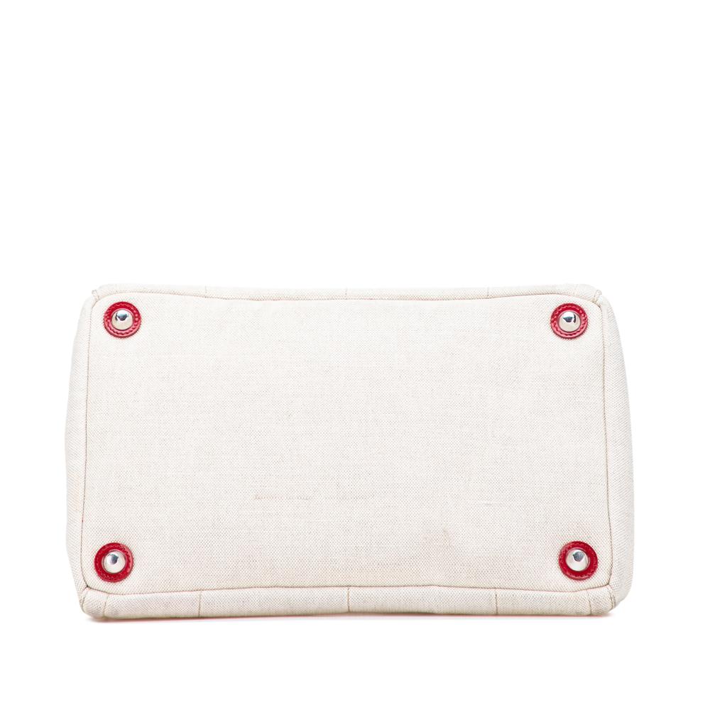 Prada B Prada Brown Light Beige Canvas Fabric Canapa Mistolino Tote Italy