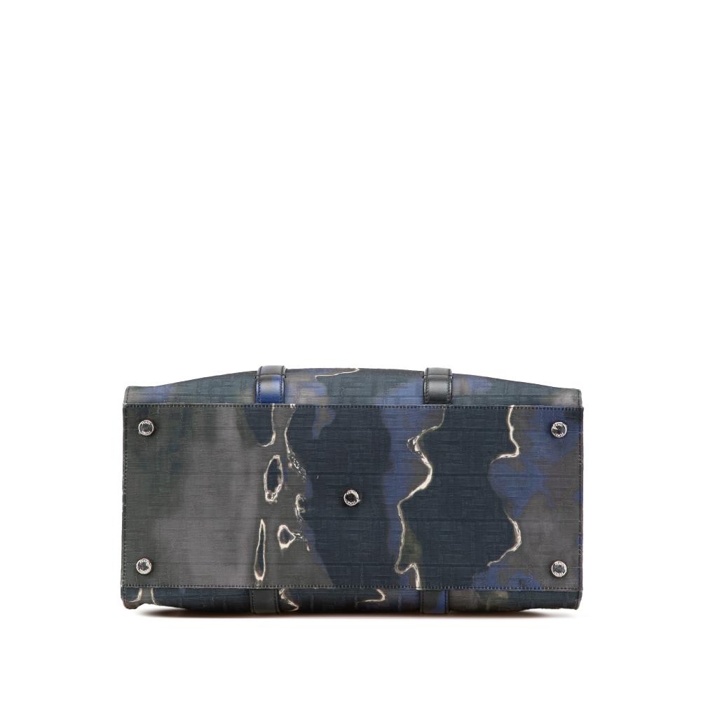 Fendi B Fendi Blue Jacquard Fabric Large Zucca Tie Dye Sunset Shopper Tote Italy