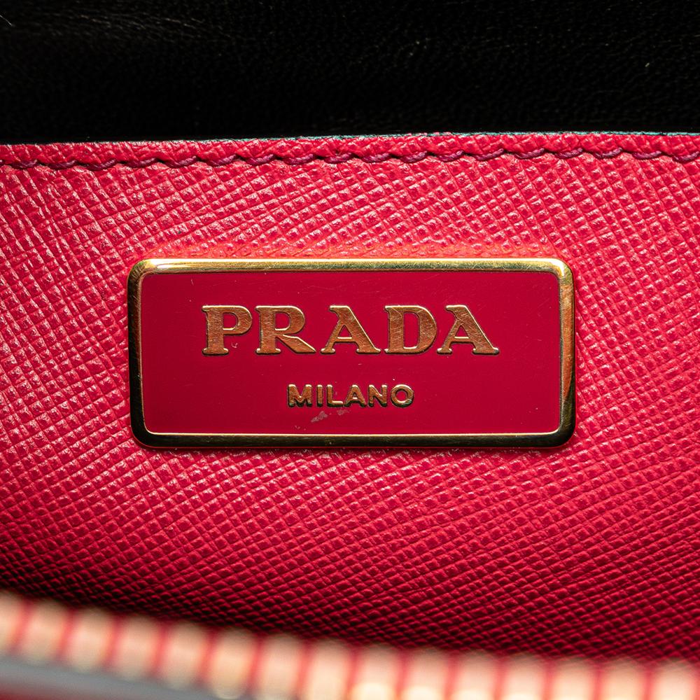 Prada B Prada Pink Saffiano Leather Soft Triple Pocket Tote Italy