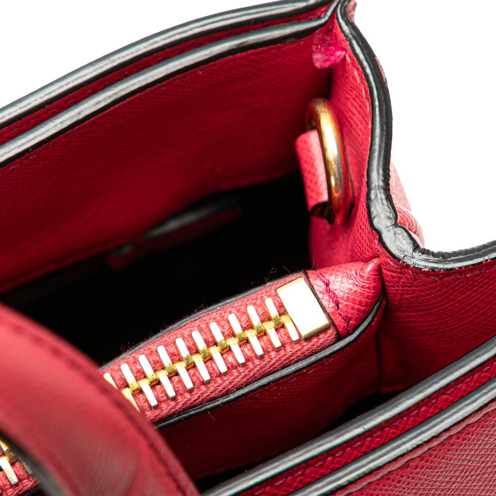 Prada B Prada Pink Saffiano Leather Soft Triple Pocket Tote Italy