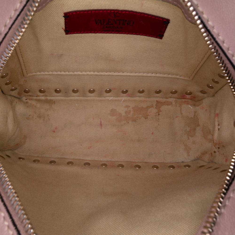 Valentino B Valentino Pink Lily Calf Leather Rockstud Camera Bag Italy