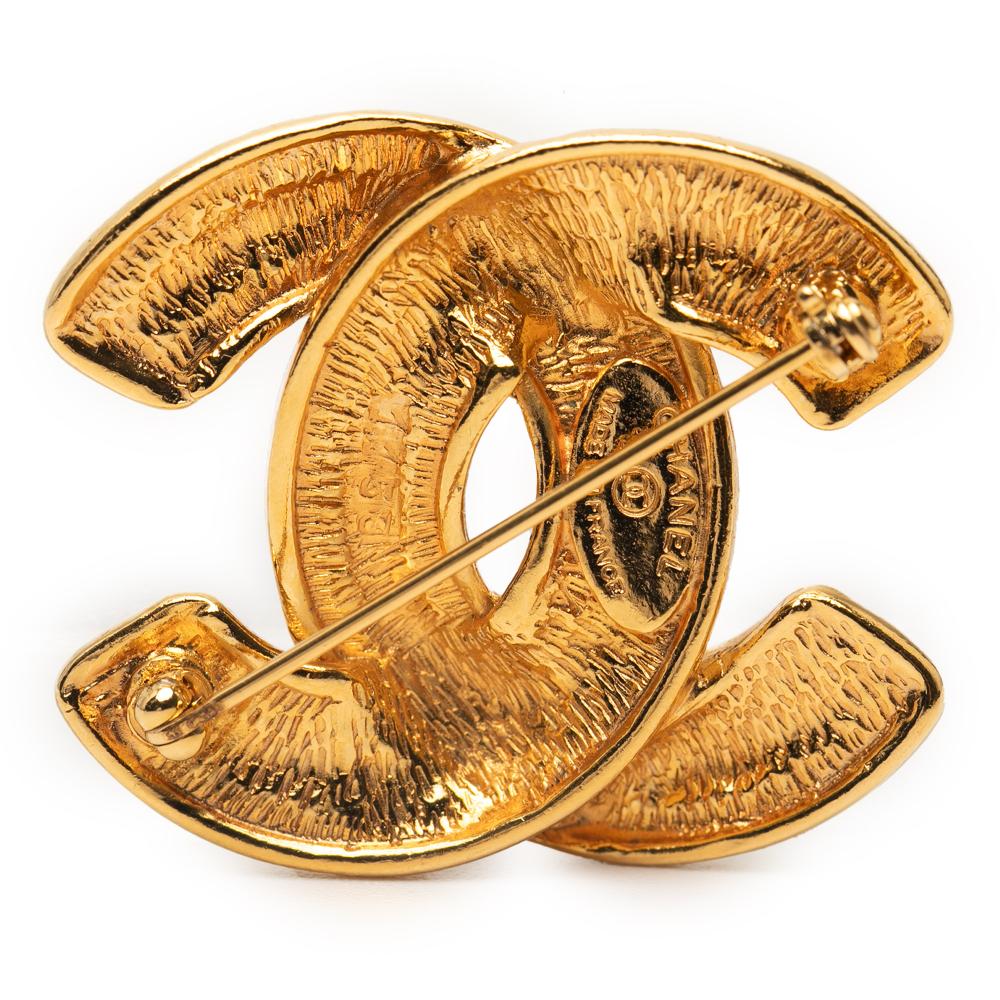 Chanel B Chanel Gold Gold Plated Metal CC Quilted Brooch France