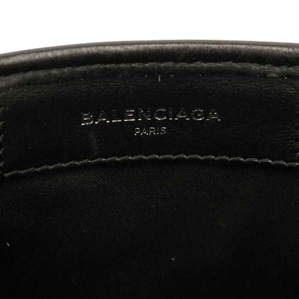 Balenciaga AB Balenciaga White Canvas Fabric Navy Cabas XS Italy