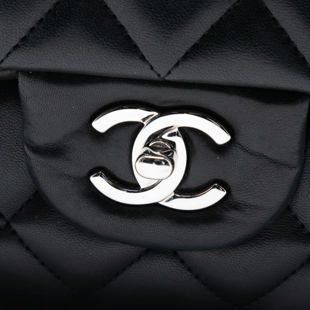 Chanel B Chanel Black Lambskin Leather Leather Jumbo Classic Lambskin Double Flap France