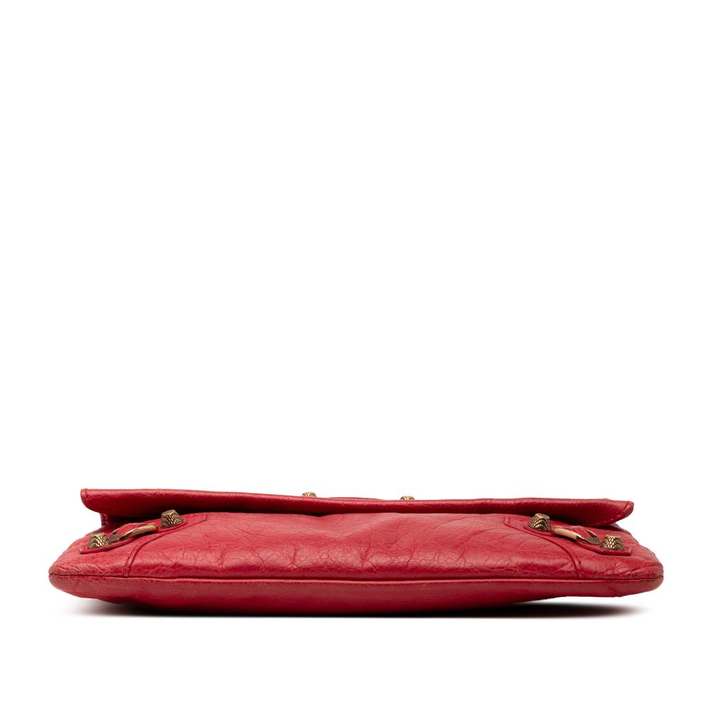 Balenciaga B Balenciaga Red Lambskin Leather Leather Lambskin Motocross Giant 12 Envelope Clutch Italy