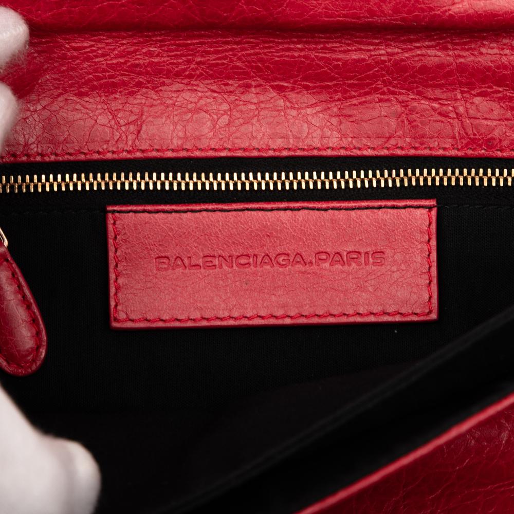 Balenciaga B Balenciaga Red Lambskin Leather Leather Lambskin Motocross Giant 12 Envelope Clutch Italy