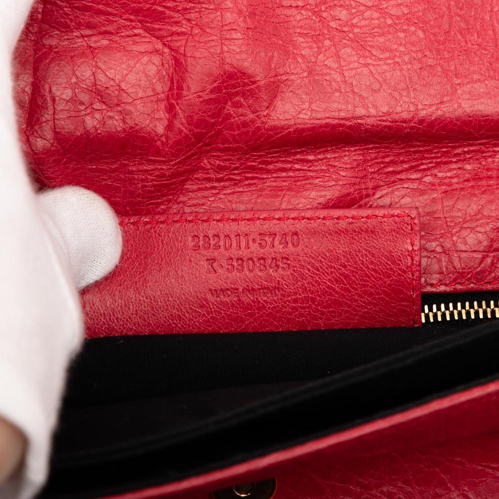 Balenciaga B Balenciaga Red Lambskin Leather Leather Lambskin Motocross Giant 12 Envelope Clutch Italy
