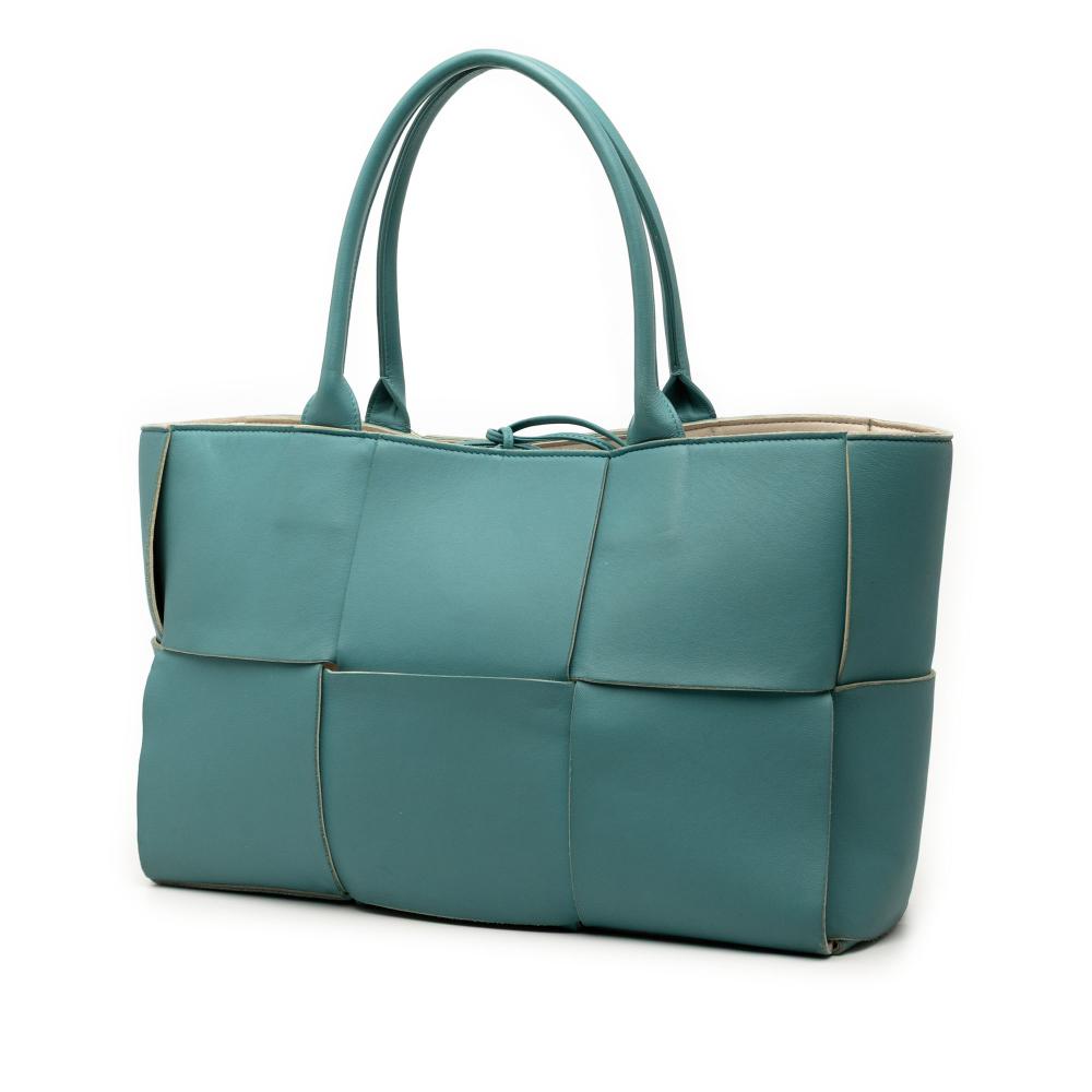Bottega Veneta B Bottega Veneta Blue Turquoise Nappa Leather Leather Medium Nappa Maxi Intrecciato Arco Tote Italy